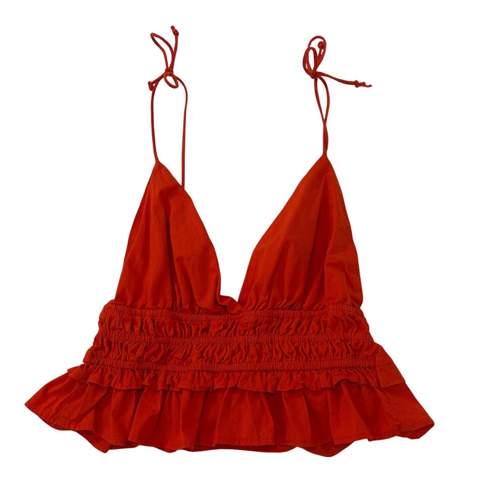 Sim and Sam women's Red Cropped Open Back Top Size Large